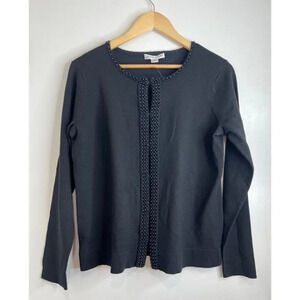Pendleton vintage size MEDIUM beaded cardigan merino wool sweater black new M